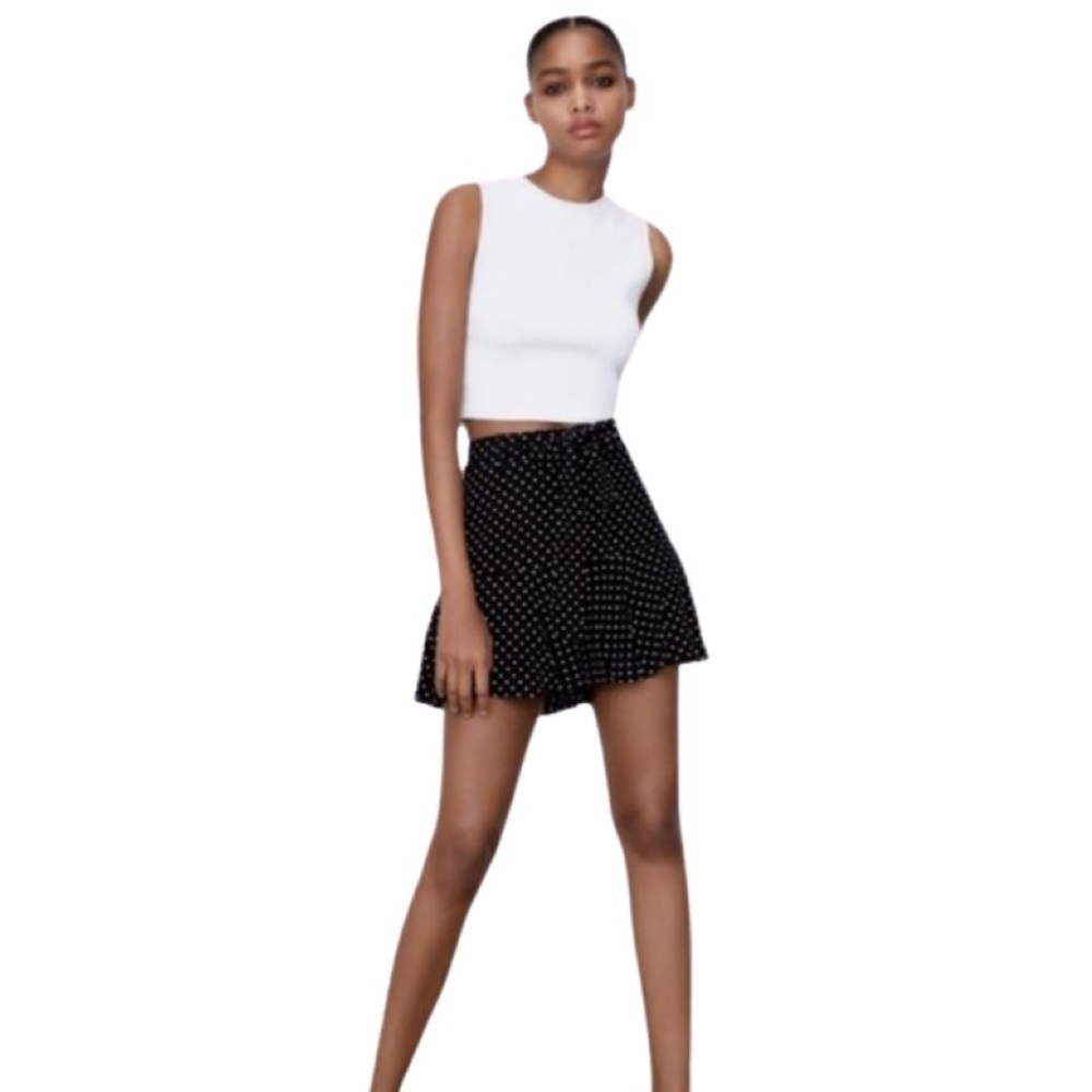 ZARA Basic Mini Polka Dots Flouncy Skirt Size Small